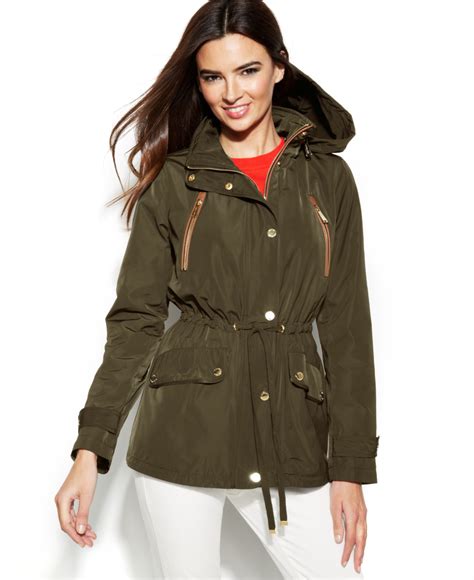 hooded leather jacket michael kors|Michael Kors anorak.